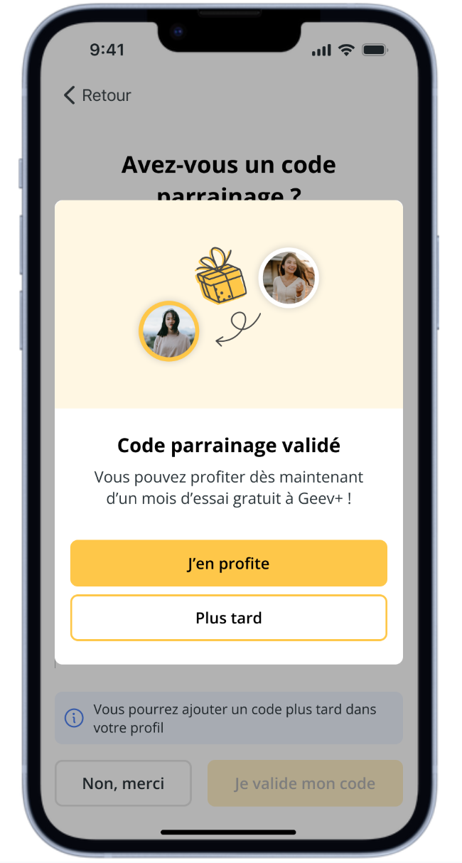 Parrainage - code validé.png